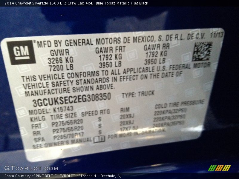 Blue Topaz Metallic / Jet Black 2014 Chevrolet Silverado 1500 LTZ Crew Cab 4x4