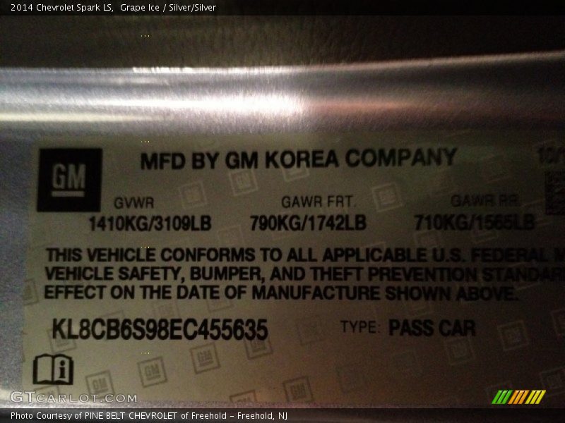 Grape Ice / Silver/Silver 2014 Chevrolet Spark LS