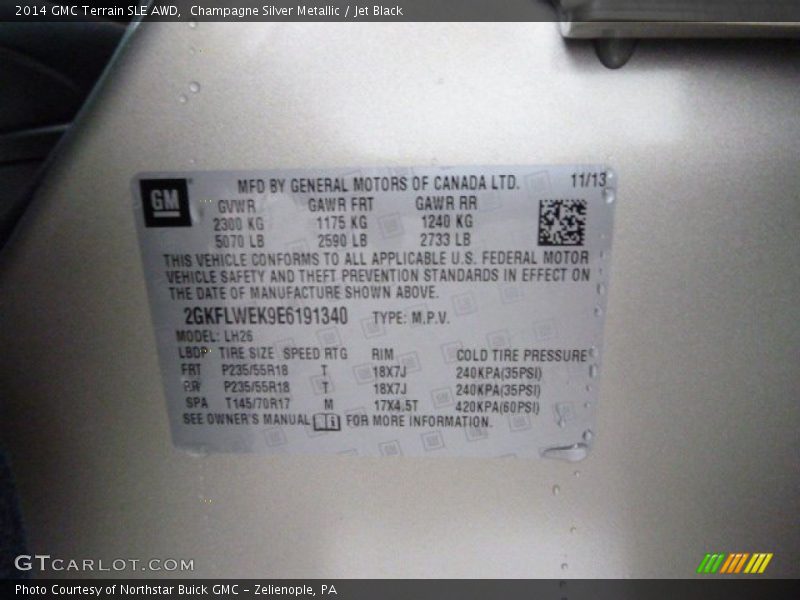 Champagne Silver Metallic / Jet Black 2014 GMC Terrain SLE AWD