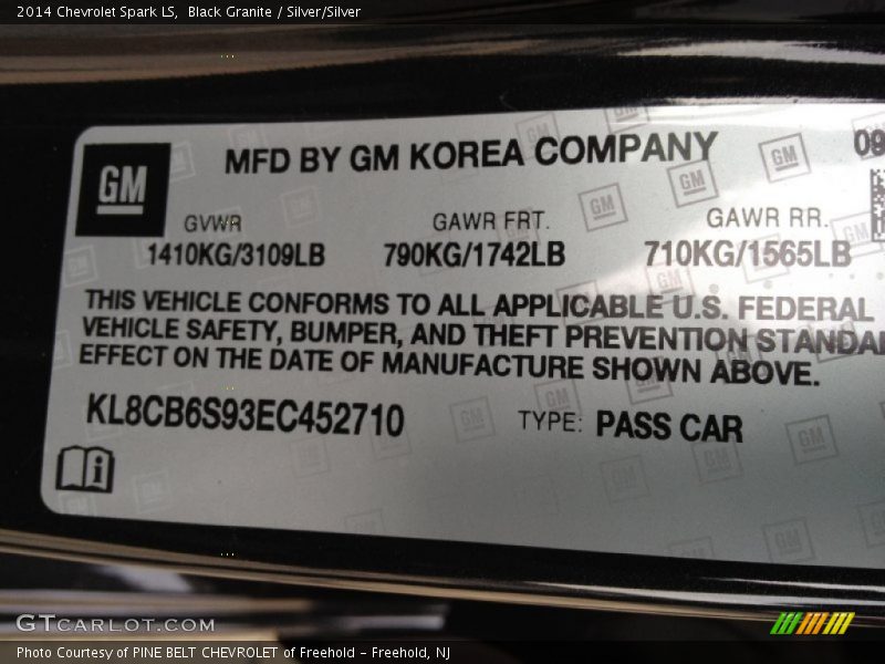 Black Granite / Silver/Silver 2014 Chevrolet Spark LS