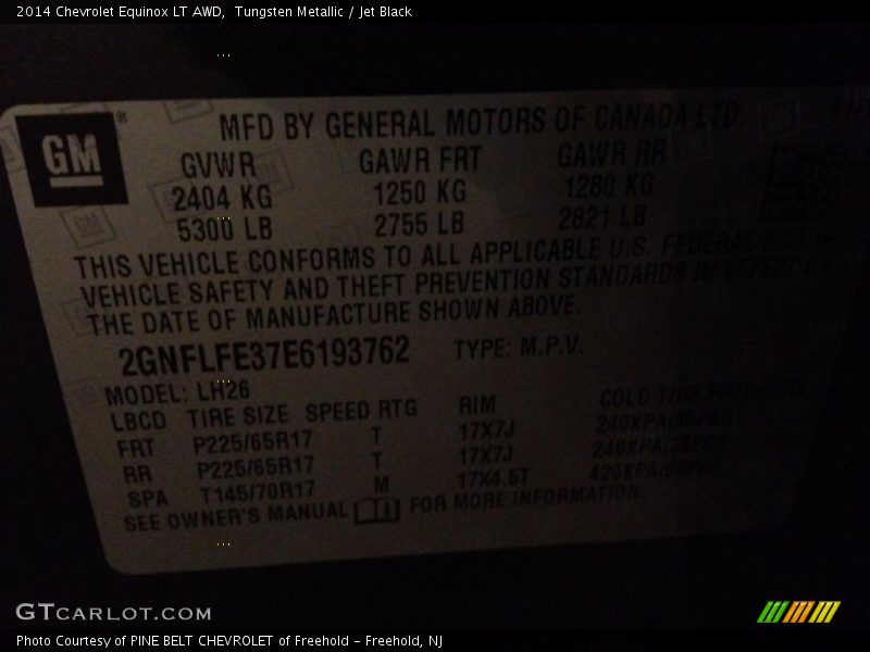 Tungsten Metallic / Jet Black 2014 Chevrolet Equinox LT AWD