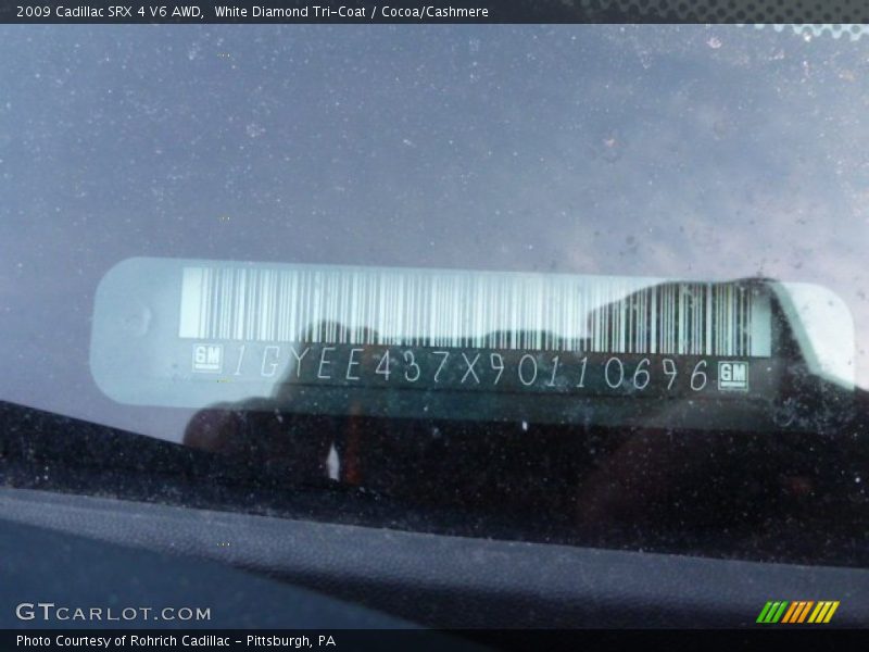 White Diamond Tri-Coat / Cocoa/Cashmere 2009 Cadillac SRX 4 V6 AWD