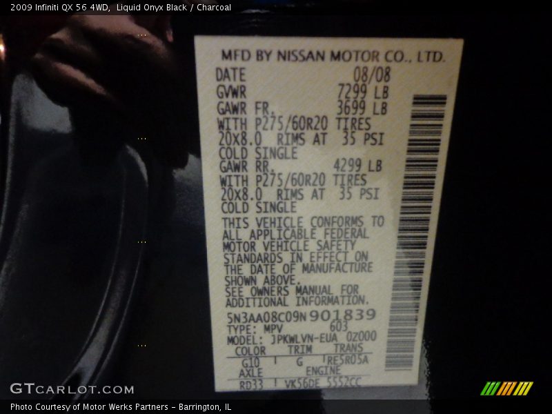 Liquid Onyx Black / Charcoal 2009 Infiniti QX 56 4WD