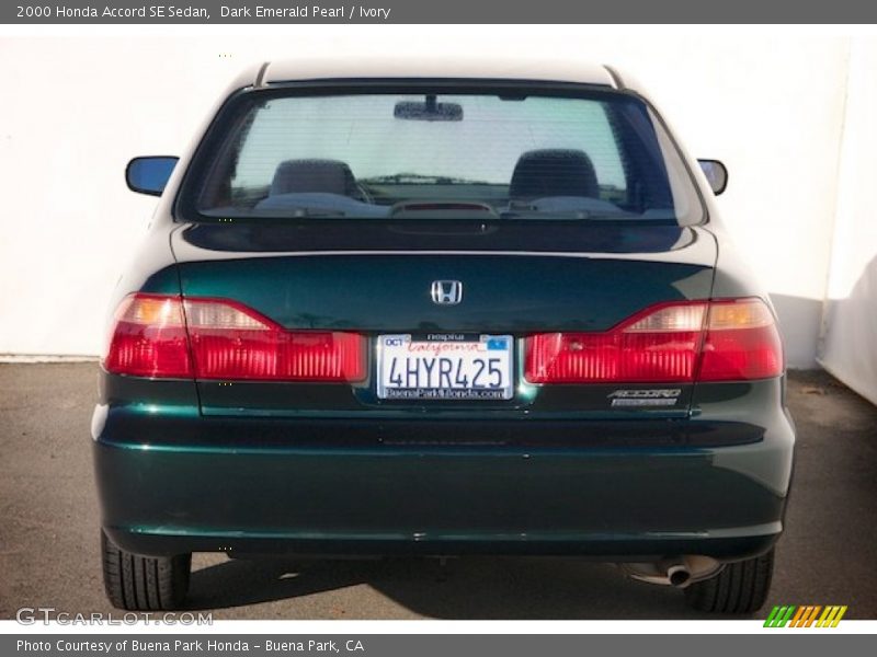 Dark Emerald Pearl / Ivory 2000 Honda Accord SE Sedan