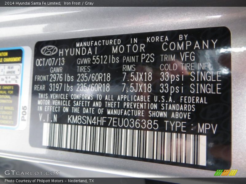 Iron Frost / Gray 2014 Hyundai Santa Fe Limited