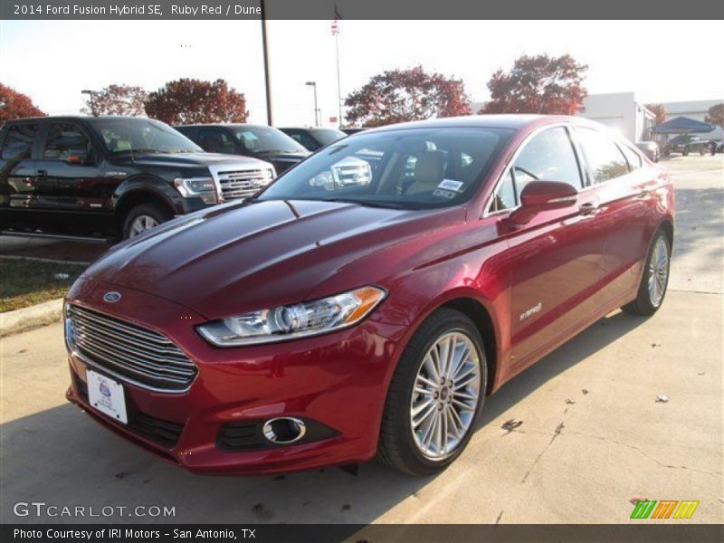 Ruby Red / Dune 2014 Ford Fusion Hybrid SE