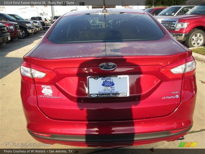 Ruby Red / Dune 2014 Ford Fusion Hybrid SE