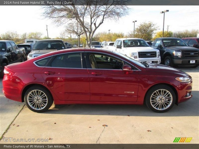 Ruby Red / Dune 2014 Ford Fusion Hybrid SE