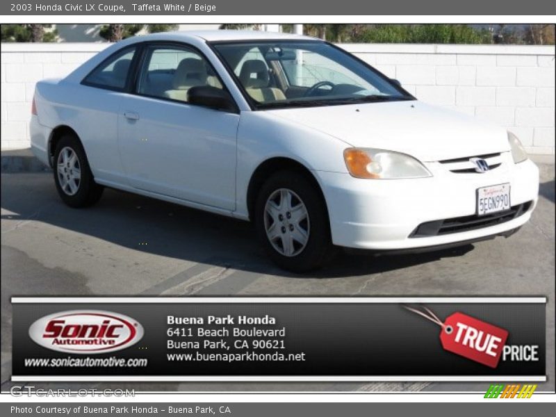 Taffeta White / Beige 2003 Honda Civic LX Coupe