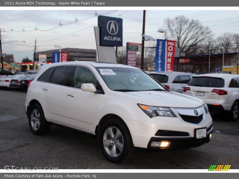 Aspen White Pearl / Taupe 2011 Acura MDX Technology