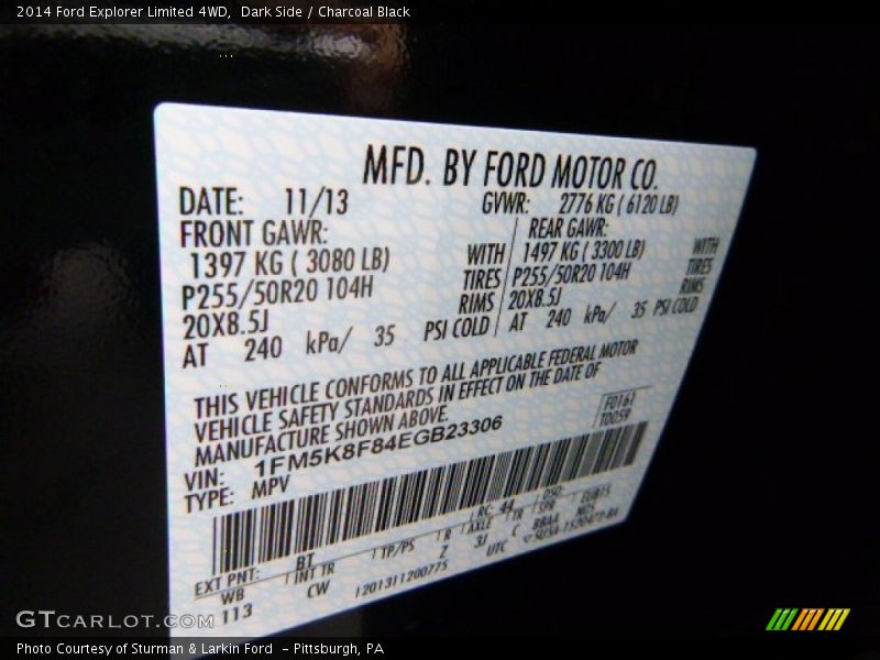Dark Side / Charcoal Black 2014 Ford Explorer Limited 4WD