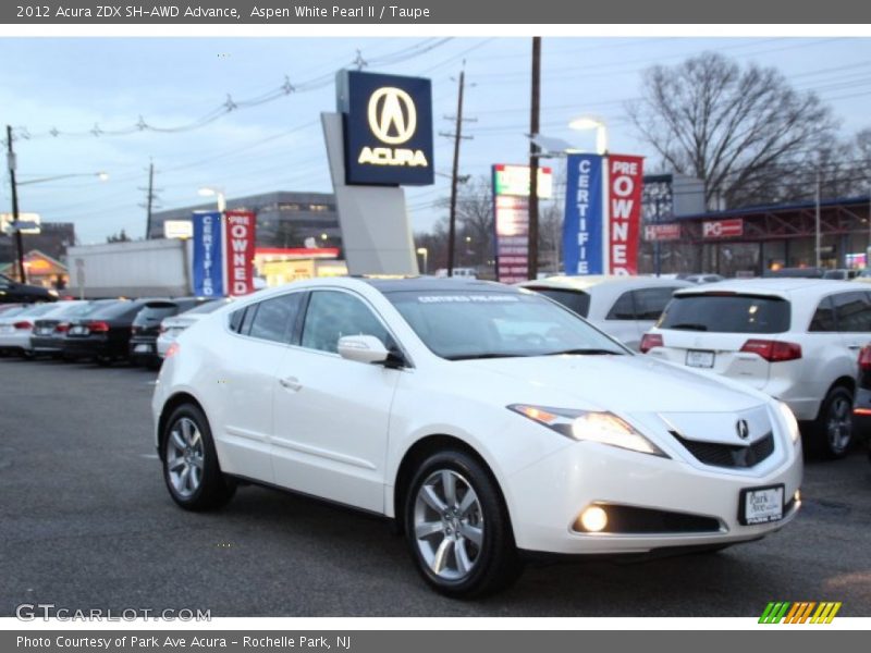Aspen White Pearl II / Taupe 2012 Acura ZDX SH-AWD Advance