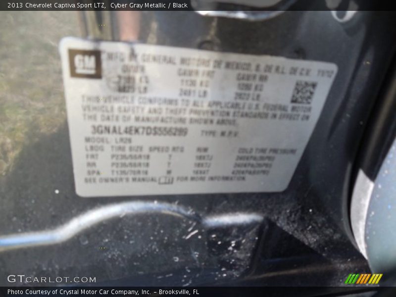 Cyber Gray Metallic / Black 2013 Chevrolet Captiva Sport LTZ