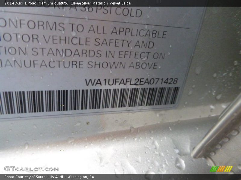 Cuvee Silver Metallic / Velvet Beige 2014 Audi allroad Premium quattro