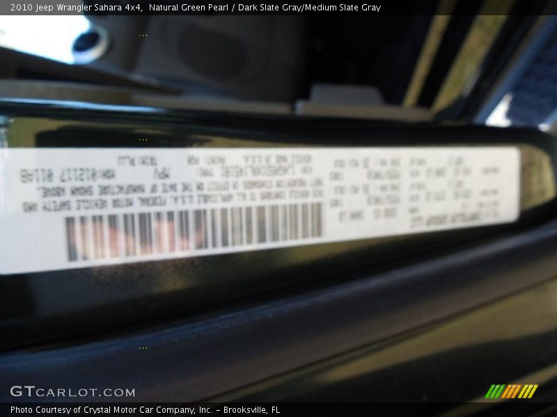 Natural Green Pearl / Dark Slate Gray/Medium Slate Gray 2010 Jeep Wrangler Sahara 4x4