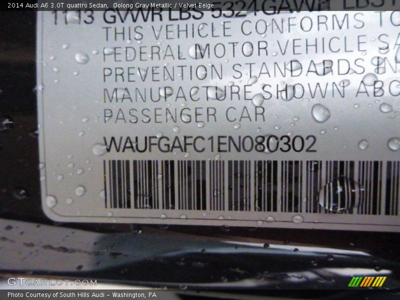 Oolong Gray Metallic / Velvet Beige 2014 Audi A6 3.0T quattro Sedan