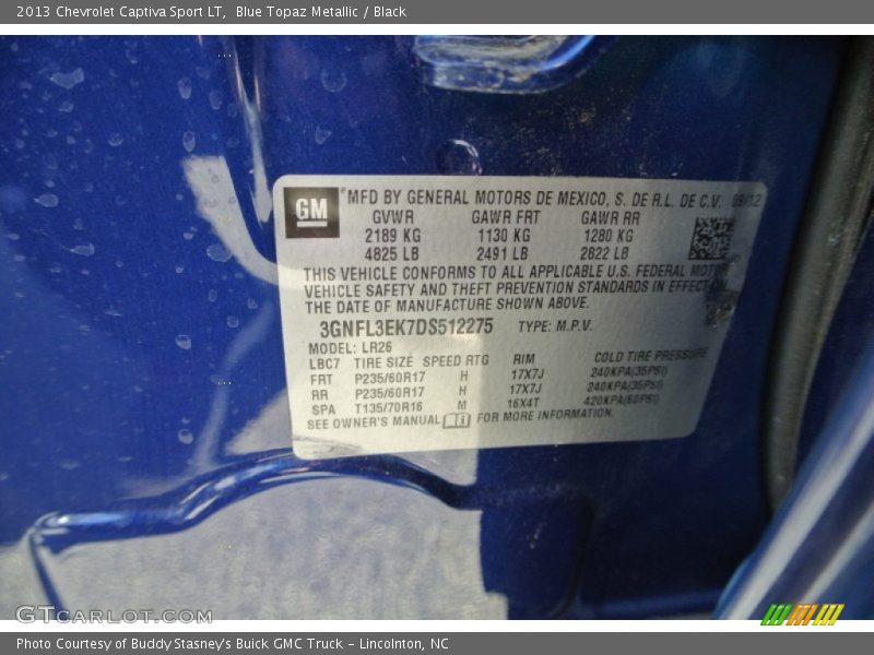 Blue Topaz Metallic / Black 2013 Chevrolet Captiva Sport LT