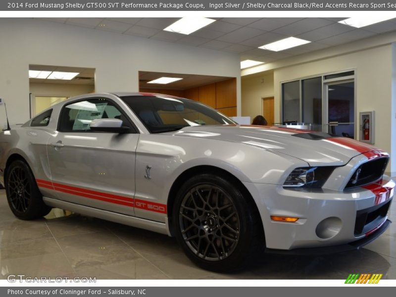 Ingot Silver / Shelby Charcoal Black/Red Accents Recaro Sport Seats 2014 Ford Mustang Shelby GT500 SVT Performance Package Coupe