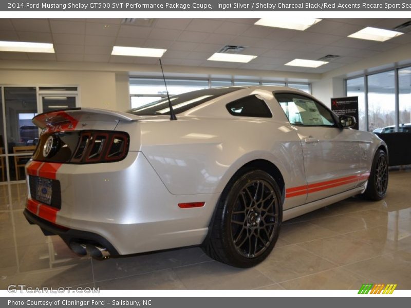 Ingot Silver / Shelby Charcoal Black/Red Accents Recaro Sport Seats 2014 Ford Mustang Shelby GT500 SVT Performance Package Coupe