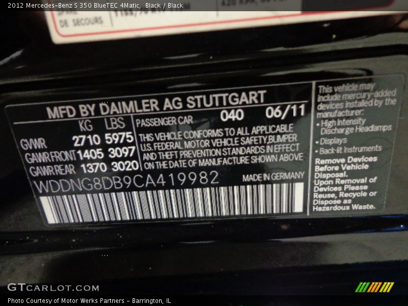 Black / Black 2012 Mercedes-Benz S 350 BlueTEC 4Matic
