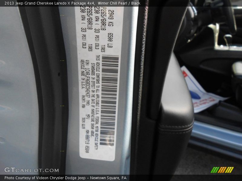 Winter Chill Pearl / Black 2013 Jeep Grand Cherokee Laredo X Package 4x4