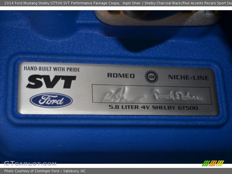  2014 Mustang Shelby GT500 SVT Performance Package Coupe Engine - 5.8 Liter SVT Supercharged DOHC 32-Valve Ti-VCT V8