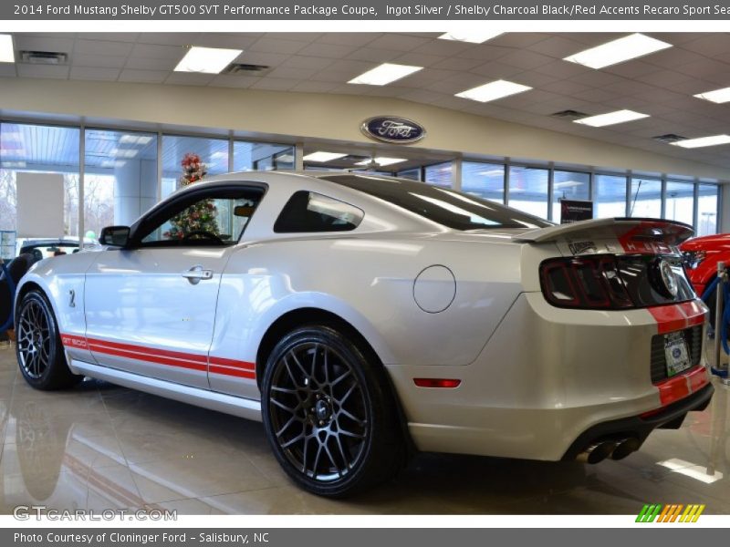 Ingot Silver / Shelby Charcoal Black/Red Accents Recaro Sport Seats 2014 Ford Mustang Shelby GT500 SVT Performance Package Coupe