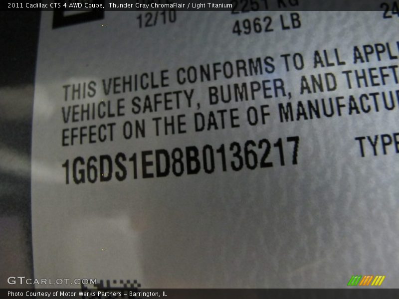 Thunder Gray ChromaFlair / Light Titanium 2011 Cadillac CTS 4 AWD Coupe