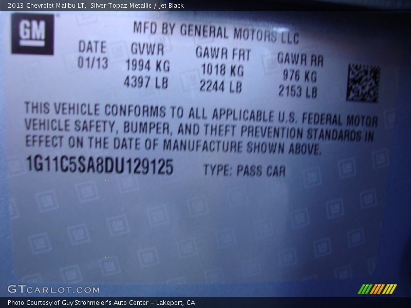 Silver Topaz Metallic / Jet Black 2013 Chevrolet Malibu LT