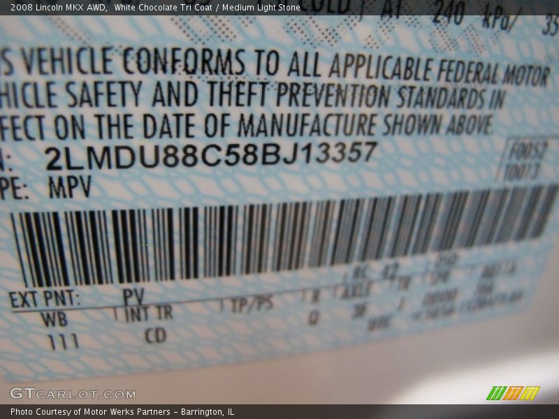 White Chocolate Tri Coat / Medium Light Stone 2008 Lincoln MKX AWD