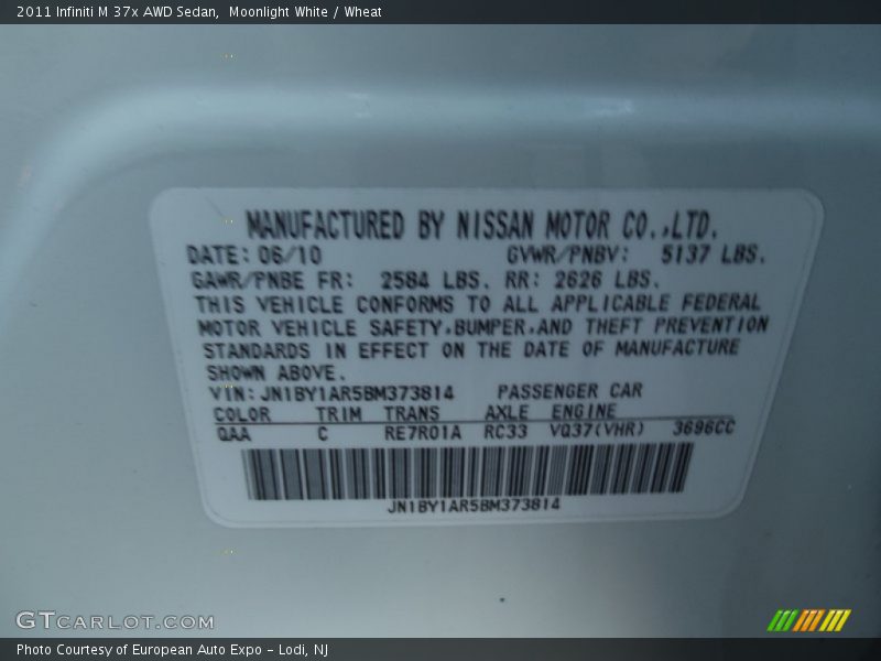 Moonlight White / Wheat 2011 Infiniti M 37x AWD Sedan