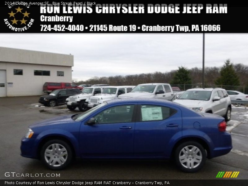 Blue Streak Pearl / Black 2014 Dodge Avenger SE