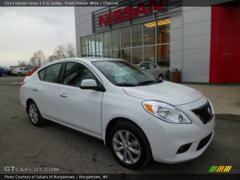 Fresh Powder White / Charcoal 2014 Nissan Versa 1.6 SL Sedan