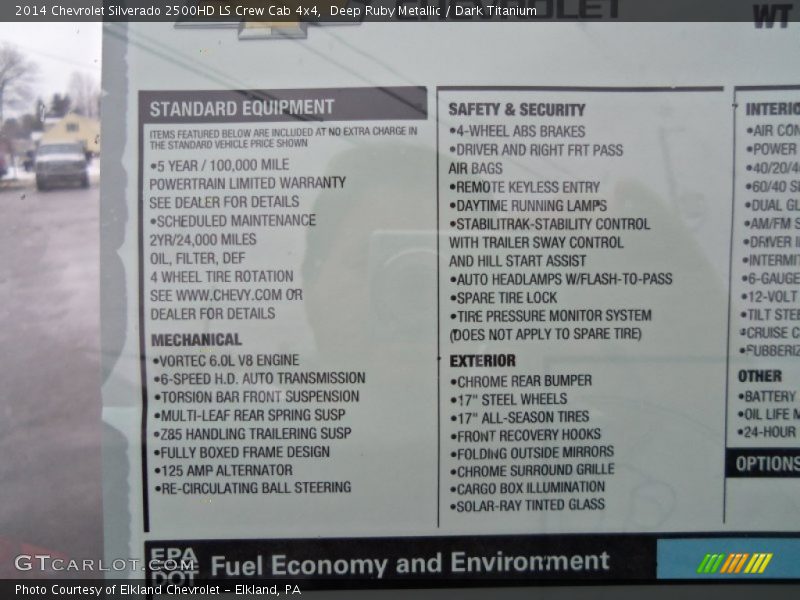  2014 Silverado 2500HD LS Crew Cab 4x4 Window Sticker