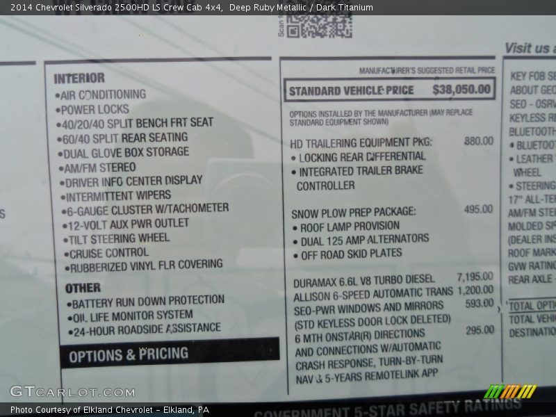  2014 Silverado 2500HD LS Crew Cab 4x4 Window Sticker