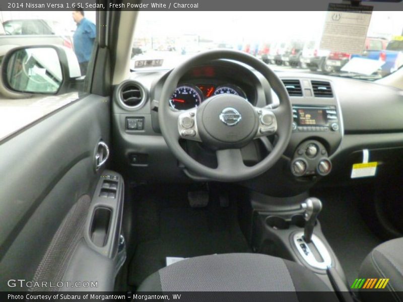 Fresh Powder White / Charcoal 2014 Nissan Versa 1.6 SL Sedan