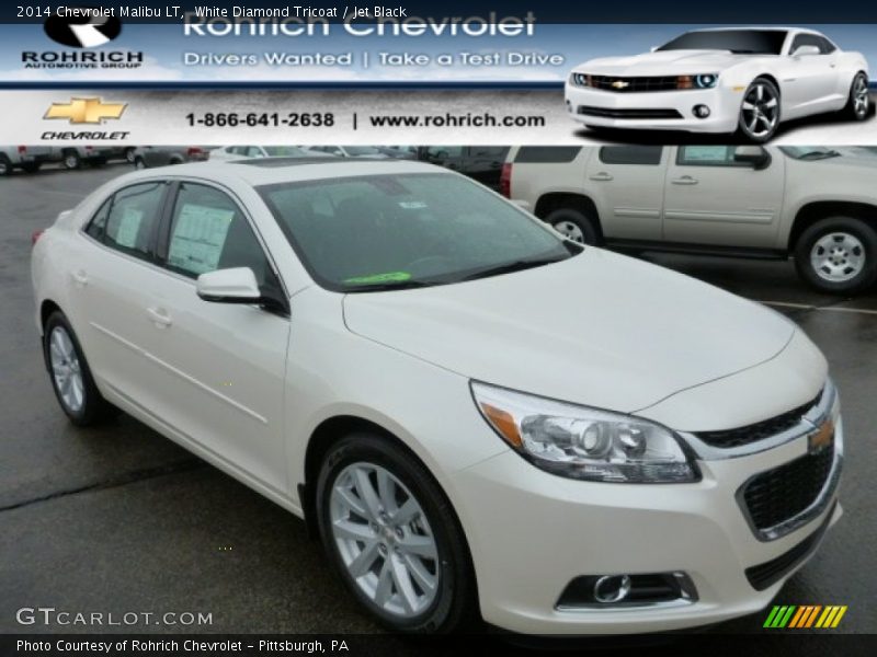 White Diamond Tricoat / Jet Black 2014 Chevrolet Malibu LT