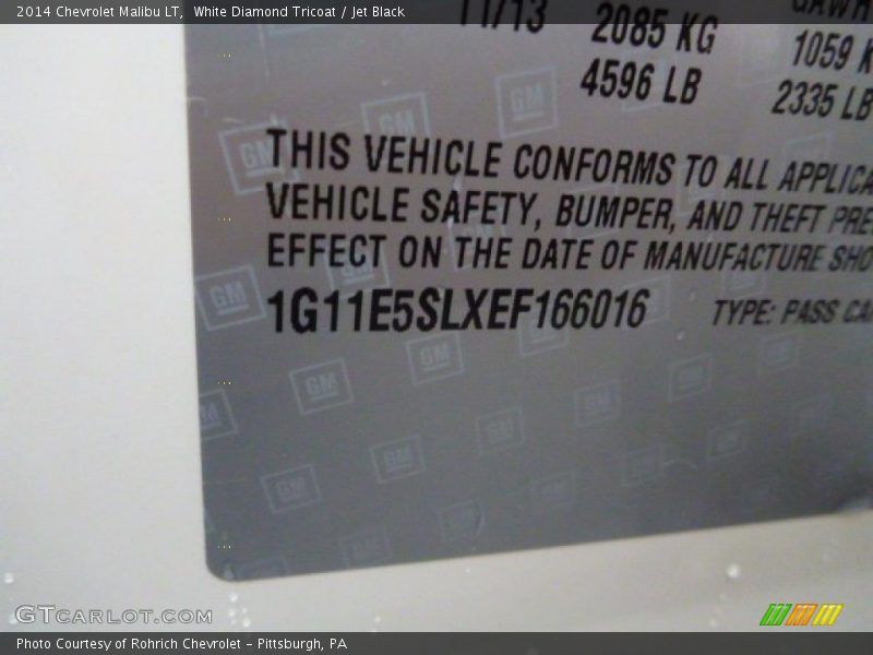 White Diamond Tricoat / Jet Black 2014 Chevrolet Malibu LT