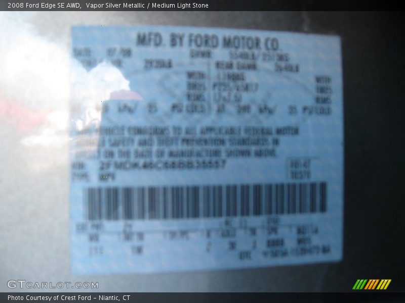 Vapor Silver Metallic / Medium Light Stone 2008 Ford Edge SE AWD