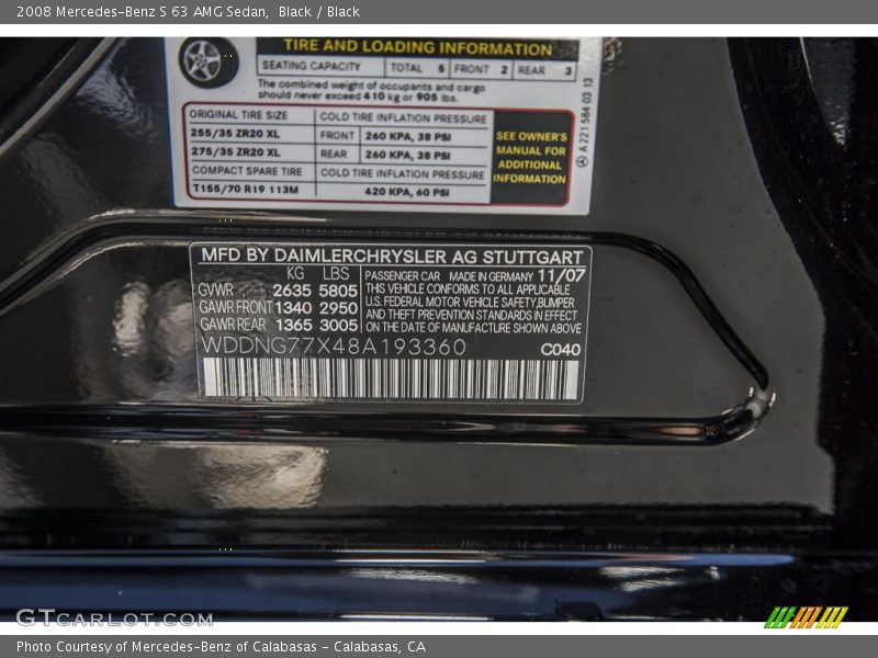 Black / Black 2008 Mercedes-Benz S 63 AMG Sedan