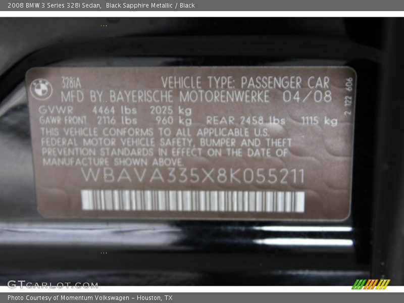 Black Sapphire Metallic / Black 2008 BMW 3 Series 328i Sedan