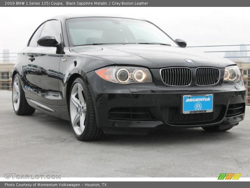 Black Sapphire Metallic / Grey Boston Leather 2009 BMW 1 Series 135i Coupe