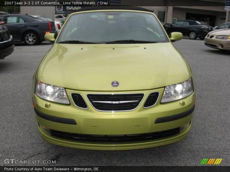 Lime Yellow Metallic / Gray 2007 Saab 9-3 2.0T Convertible