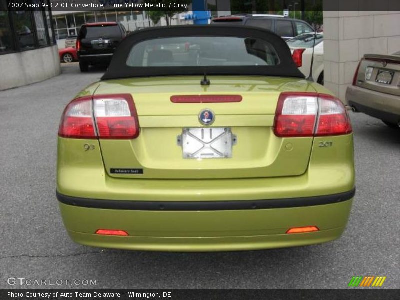 Lime Yellow Metallic / Gray 2007 Saab 9-3 2.0T Convertible