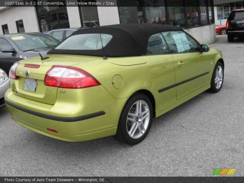 Lime Yellow Metallic / Gray 2007 Saab 9-3 2.0T Convertible