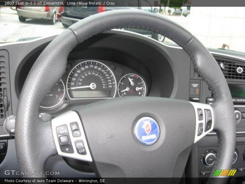 Lime Yellow Metallic / Gray 2007 Saab 9-3 2.0T Convertible