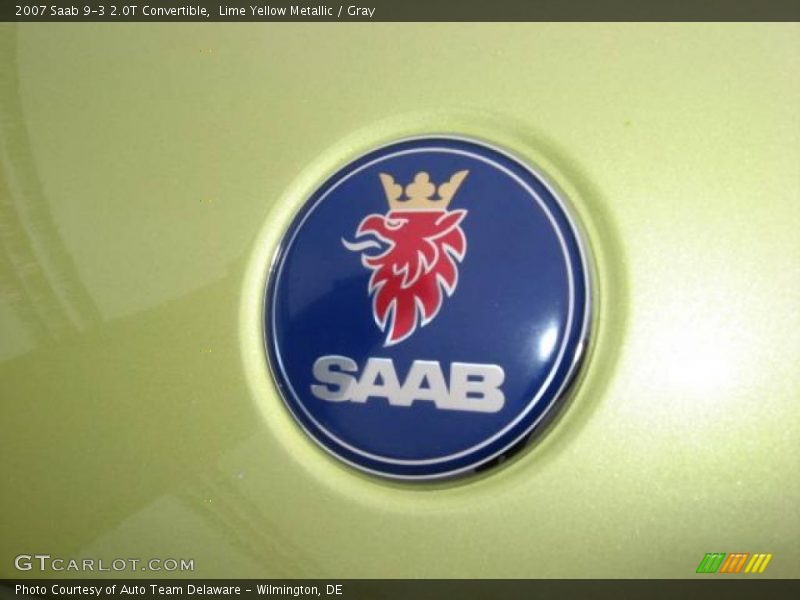 Lime Yellow Metallic / Gray 2007 Saab 9-3 2.0T Convertible