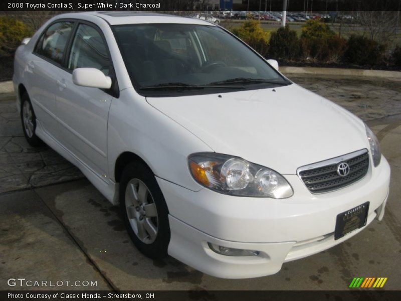 Super White / Dark Charcoal 2008 Toyota Corolla S