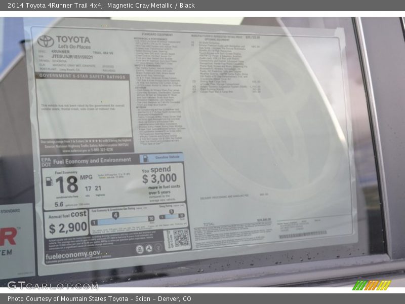 Magnetic Gray Metallic / Black 2014 Toyota 4Runner Trail 4x4