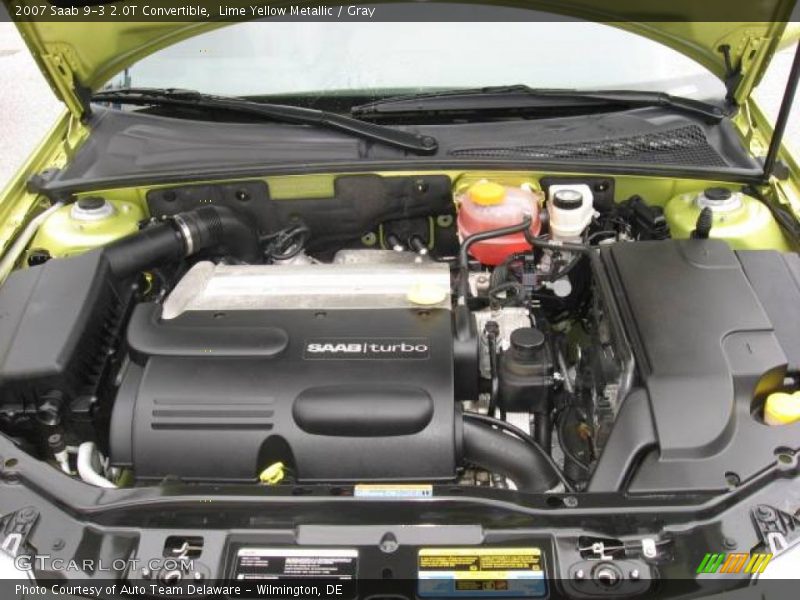 Lime Yellow Metallic / Gray 2007 Saab 9-3 2.0T Convertible